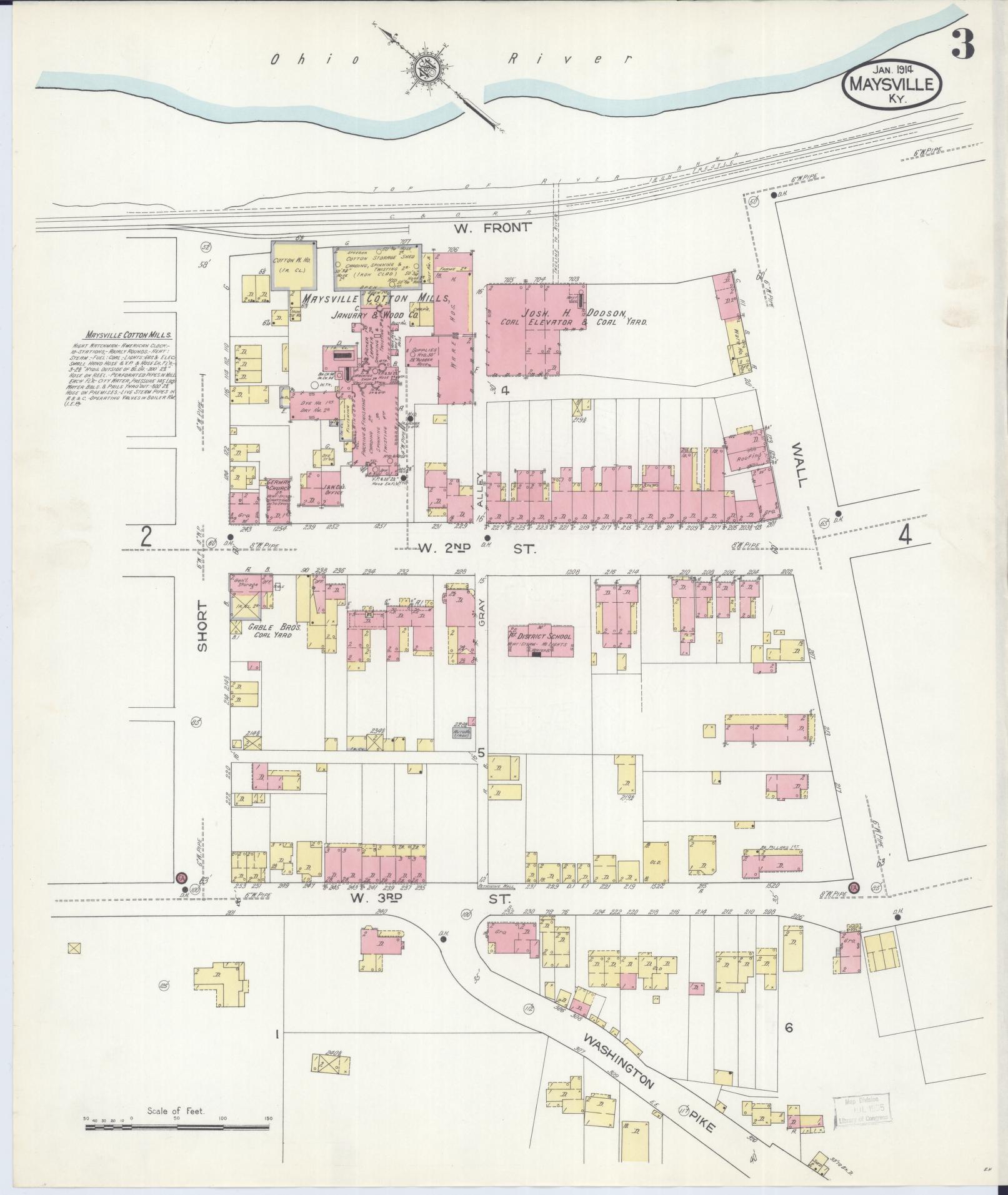 Sanborn Fire Insurance Map from Maysville, Mason County, Kentucky (1914), Sheet #0003 - Historic Sanborn Fire Insurance Map Print, vintage old map wall art, antique decor, genealogy gift, Kentucky Kentucky map