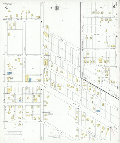 Sanborn Fire Insurance Map from Belle Glade, Palm Beach County, Florida (1942), Sheet #0004 - Historic Sanborn Fire Insurance Map Print, vintage old map wall art, antique decor, genealogy gift, Florida Florida map