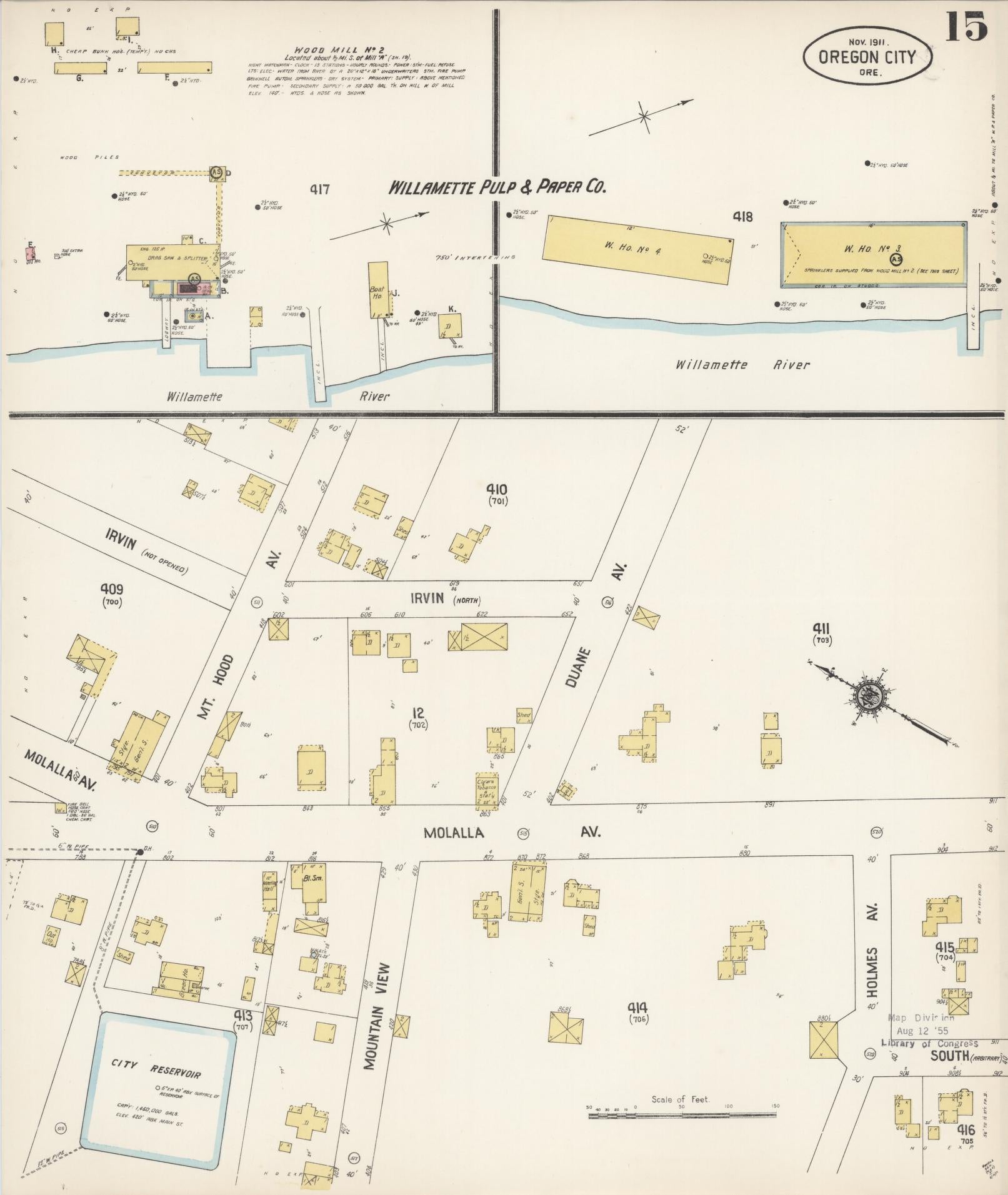Sanborn Fire Insurance Map from Oregon City, Clackamas County, Oregon (1911), Sheet #0015 - Complete Map Set gallery image, historic Sanborn map, vintage wall art, Oregon Oregon