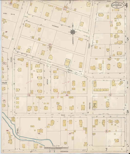 Sanborn Fire Insurance Map from Enterprise, Wallowa County, Oregon (1941), Sheet #0004 - Historic Sanborn Fire Insurance Map Print, vintage old map wall art, antique decor, genealogy gift, Oregon Oregon map