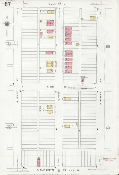 Sanborn Fire Insurance Map from Chicago, Cook County, Illinois (1920), Sheet #0067 - Historic Sanborn Fire Insurance Map Print, vintage old map wall art, antique decor, genealogy gift, Illinois Illinois map