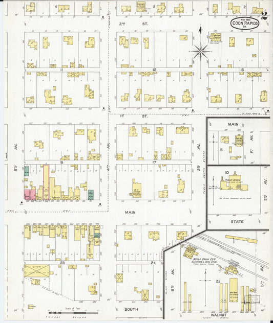 Sanborn Fire Insurance Map from Coon Rapids, Carroll County, Iowa (1901), Sheet #0002 - Historic Sanborn Fire Insurance Map Print, vintage old map wall art