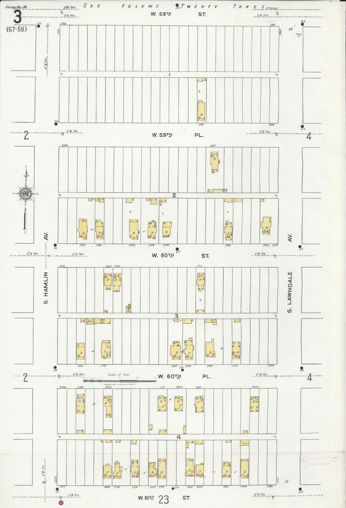 Sanborn Fire Insurance Map from Chicago, Cook County, Illinois (1920), Sheet #0003 - Historic Sanborn Fire Insurance Map Print, vintage old map wall art, antique decor, genealogy gift, Illinois Illinois map