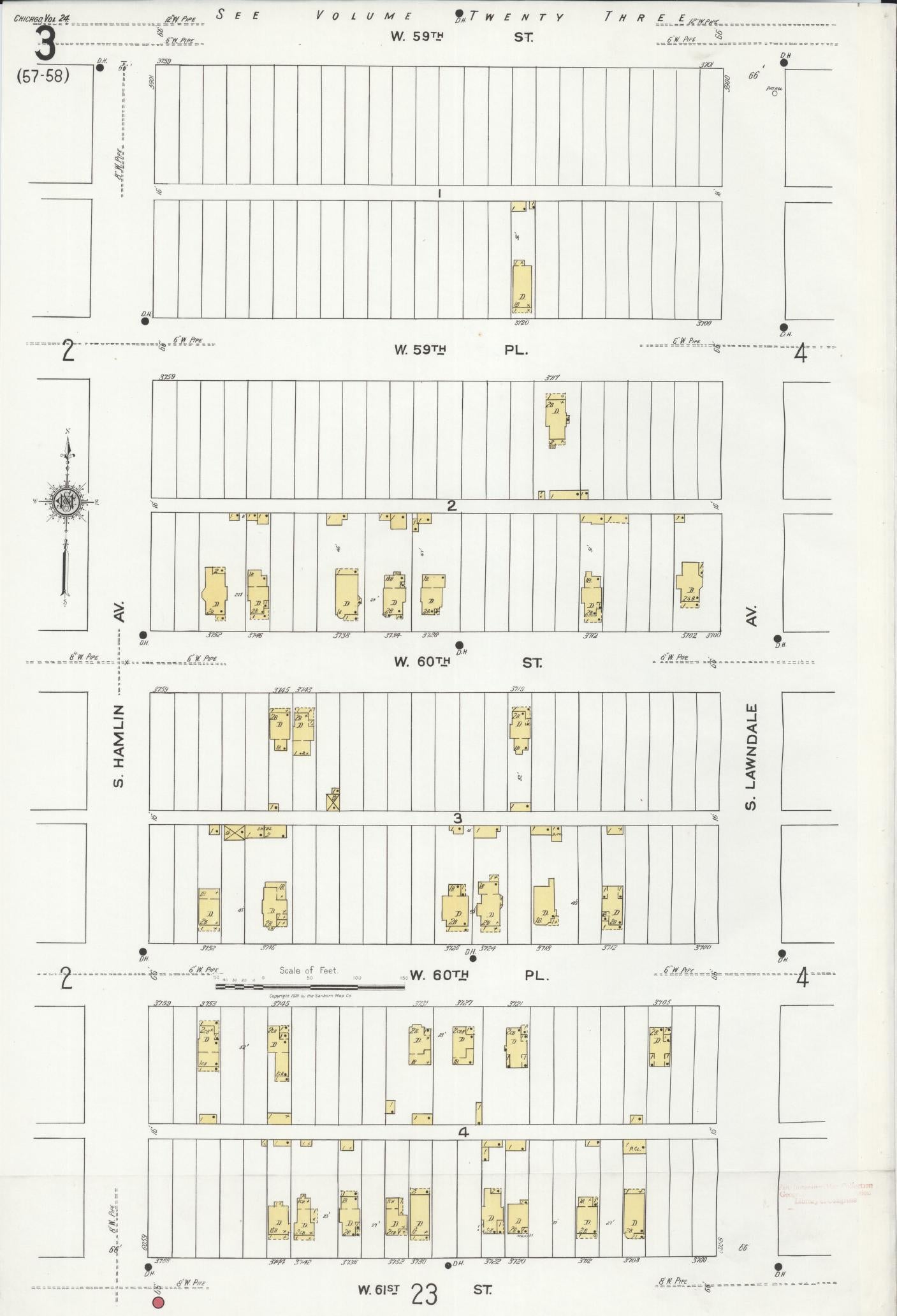 Sanborn Fire Insurance Map from Chicago, Cook County, Illinois (1920), Sheet #0003 - Historic Sanborn Fire Insurance Map Print, vintage old map wall art, antique decor, genealogy gift, Illinois Illinois map