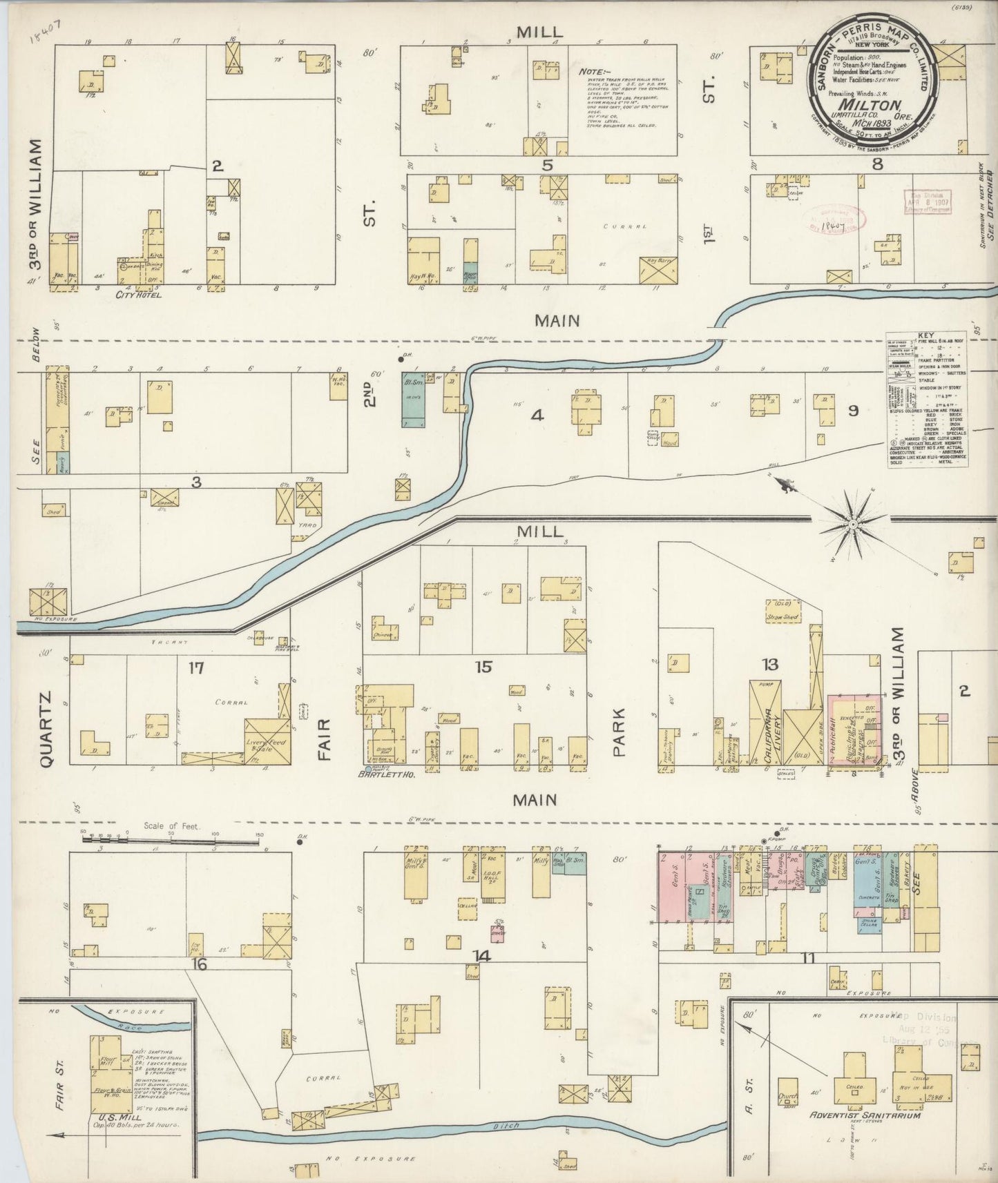 Sanborn Fire Insurance Map from Milton, Umatilla County, Oregon. (1893) – Historic Sanborn Fire Insurance Map Print