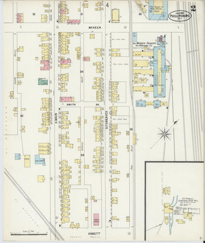 Sanborn Fire Insurance Map from Phillipsburg, Warren County, New Jersey (1897), Sheet #0002 - Complete Map Set gallery image, historic Sanborn map, vintage wall art, New Jersey New Jersey
