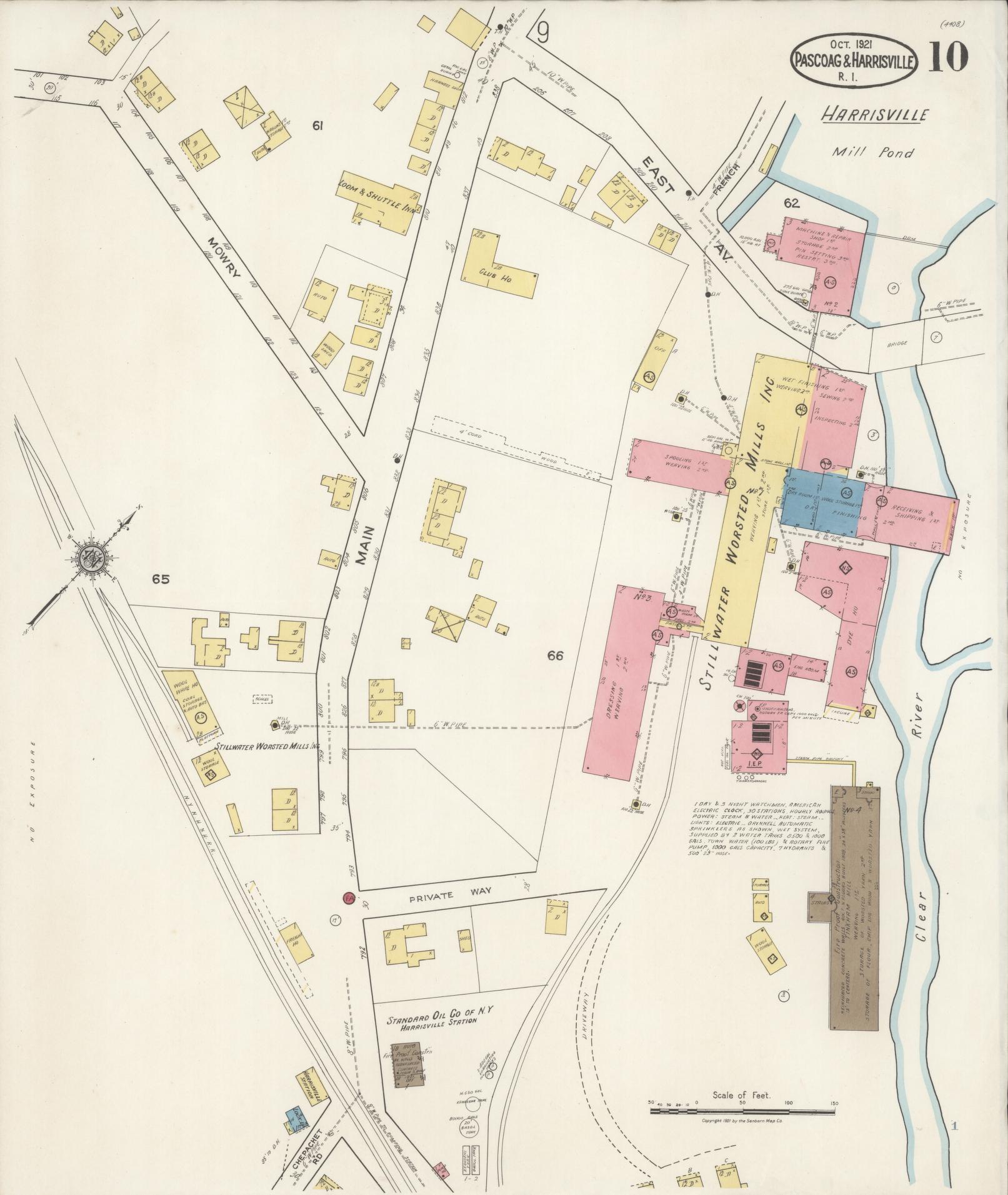 Sanborn Fire Insurance Map from Pascoag, Providence County, Rhode Island (1921), Sheet #0010 - Complete Map Set gallery image, historic Sanborn map, vintage wall art, Rhode Island Rhode Island