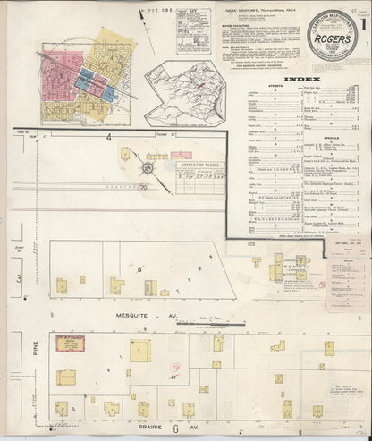 Sanborn Fire Insurance Map from Rogers, Bell County, Texas (1944), Sheet #0001 - Historic Sanborn Fire Insurance Map Print, vintage old map wall art, antique decor, genealogy gift, Texas Texas map