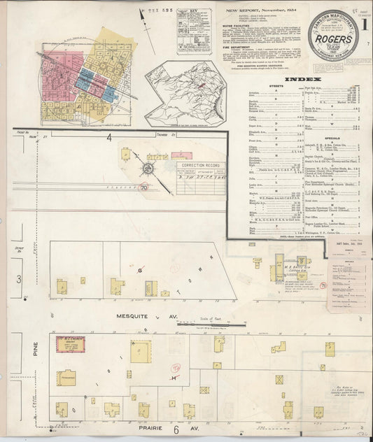 Sanborn Fire Insurance Map from Rogers, Bell County, Texas (1944), Sheet #0001 - Historic Sanborn Fire Insurance Map Print, vintage old map wall art, antique decor, genealogy gift, Texas Texas map