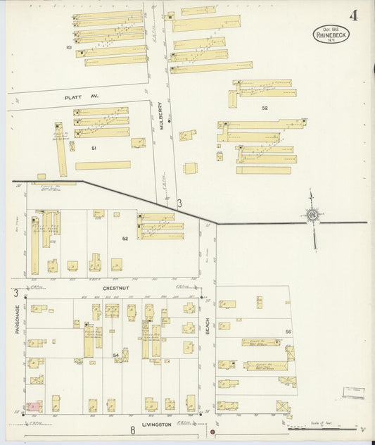 Sanborn Fire Insurance Map from Rhinebeck, Dutchess County, New York (1912), Sheet #0004 - Historic Sanborn Fire Insurance Map Print, vintage old map wall art, antique decor, genealogy gift, New York New York map