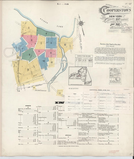 Sanborn Fire Insurance Map from Cooperstown, Otsego County, New York (1949), Sheet #0001 - Complete Map Set gallery image, historic Sanborn map, vintage wall art, New York New York
