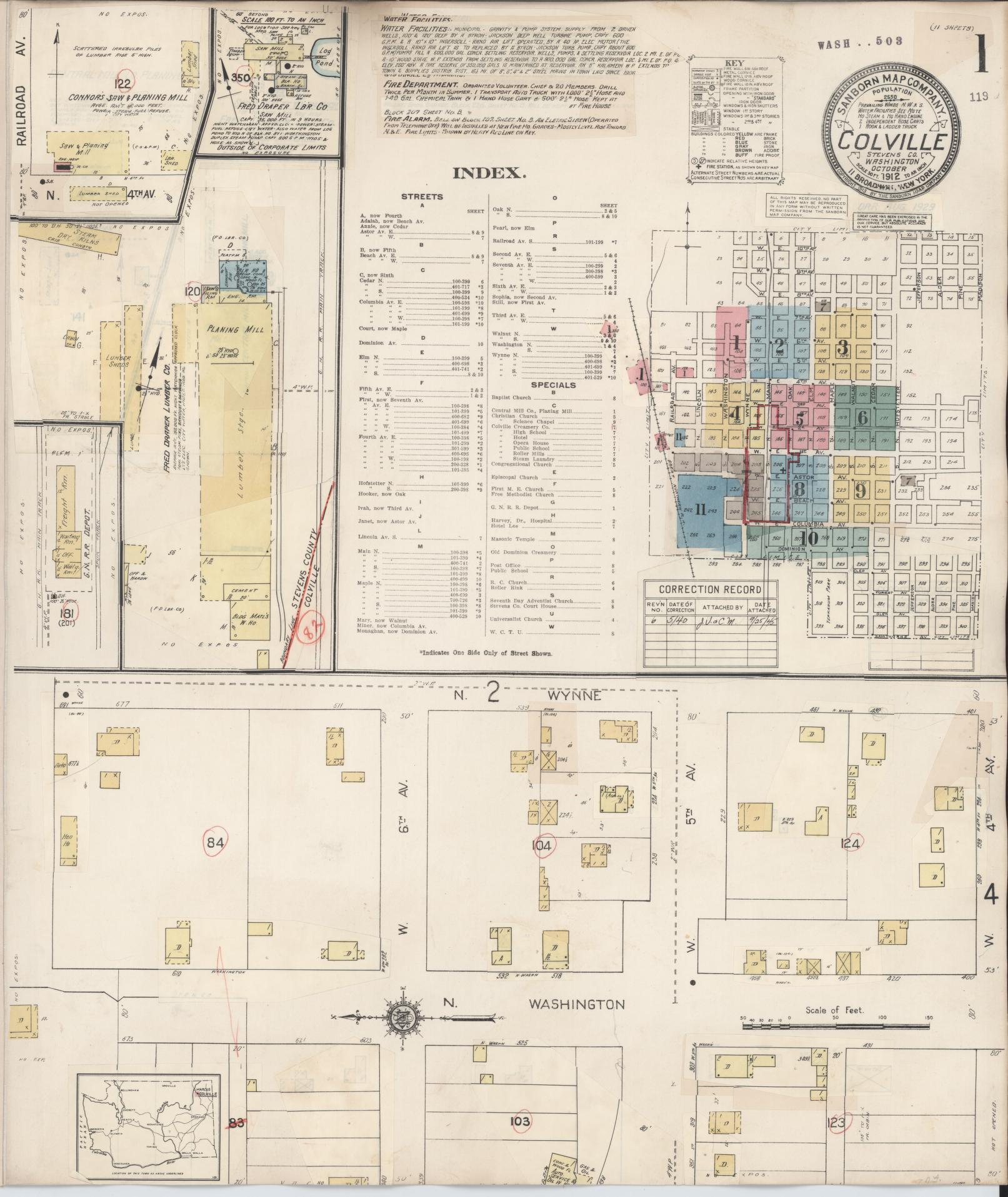 Sanborn Fire Insurance Map from Colville, Stevens County, Washington (1940), Sheet #0001 - Complete Map Set gallery image, historic Sanborn map, vintage wall art, Washington Washington