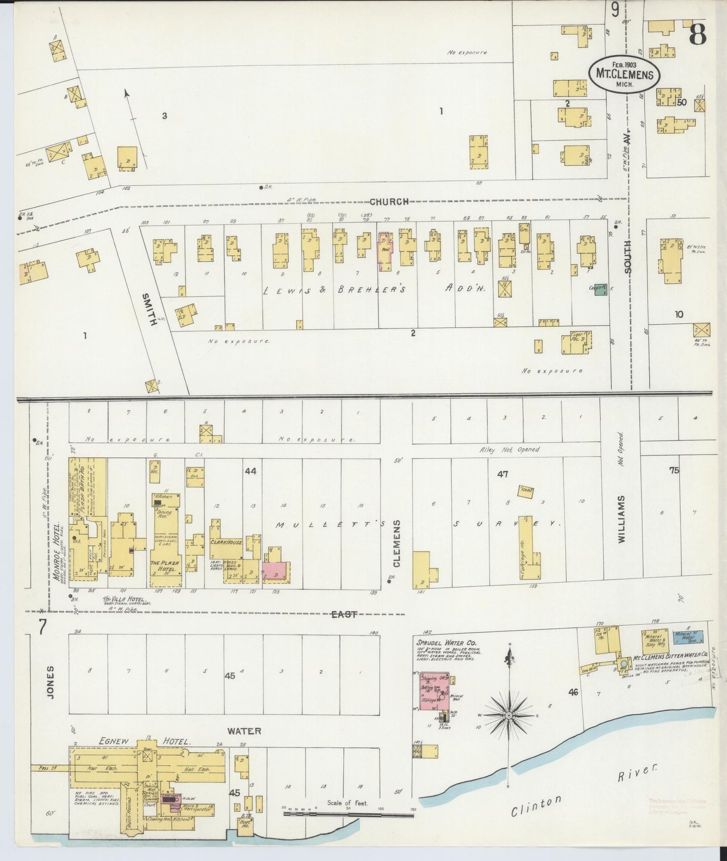 Sanborn Fire Insurance Map from Mount Clemens, Macomb County, Michigan (1903), Sheet #0008 - Complete Map Set gallery image, historic Sanborn map, vintage wall art, Michigan Michigan
