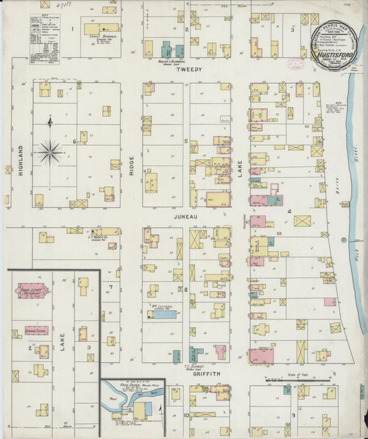 Sanborn Fire Insurance Map from Hustisford, Dodge County, Wisconsin (1894), Sheet #0001 - Historic Sanborn Fire Insurance Map Print, vintage old map wall art, antique decor, genealogy gift, Wisconsin Wisconsin map