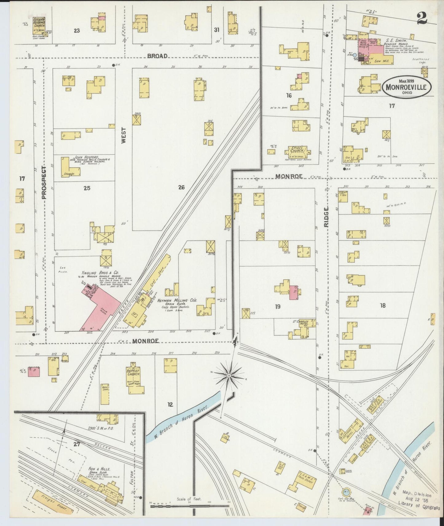 Sanborn Fire Insurance Map from Monroeville, Huron County, Ohio (1899), Sheet #0002 - Complete Map Set gallery image, historic Sanborn map, vintage wall art, Ohio Ohio