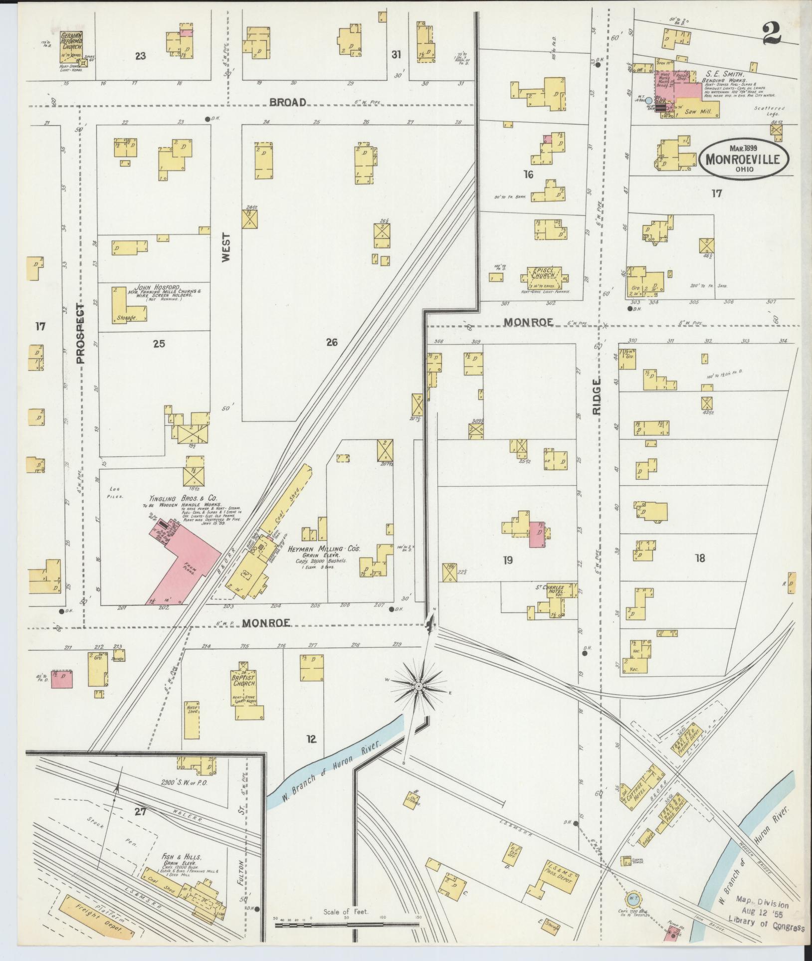 Sanborn Fire Insurance Map from Monroeville, Huron County, Ohio (1899), Sheet #0002 - Complete Map Set gallery image, historic Sanborn map, vintage wall art, Ohio Ohio