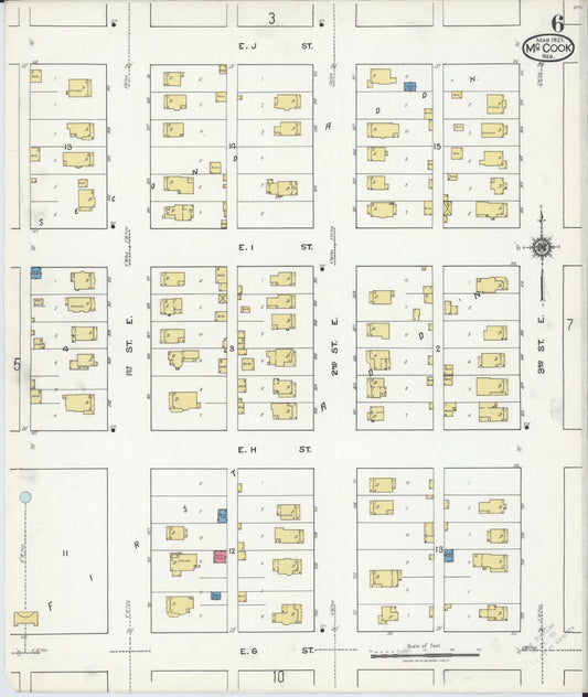 Sanborn Fire Insurance Map from Mccook, Red Willow County, Nebraska (1921), Sheet #0006 - Historic Sanborn Fire Insurance Map Print, vintage old map wall art, antique decor, genealogy gift, Nebraska Nebraska map