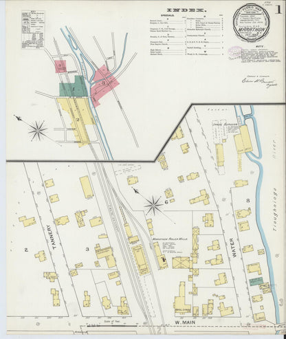 Sanborn Fire Insurance Map from Marathon, Cortland County, New York (1893), Sheet #0001 - Complete Map Set gallery image, historic Sanborn map, vintage wall art, New York New York