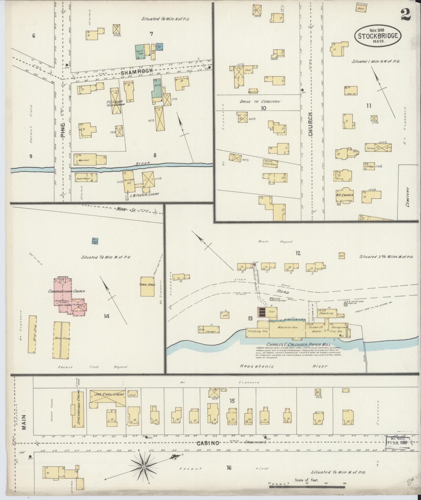 Sanborn Fire Insurance Map from Stockbridge, Berkshire County, Massachusetts (1898), Sheet #0002 - Complete Map Set gallery image, historic Sanborn map, vintage wall art, Massachusetts Massachusetts