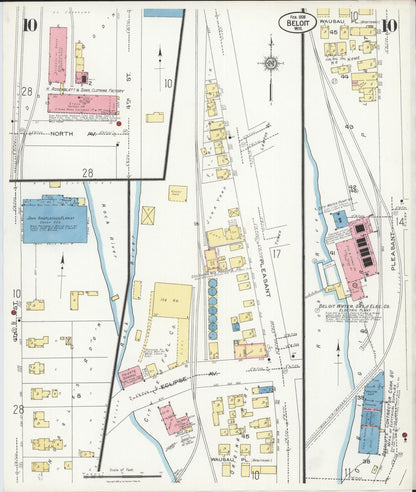 Sanborn Fire Insurance Map from Beloit, Rock County, Wisconsin (1926), Sheet #0010 - Historic Sanborn Fire Insurance Map Print, vintage old map wall art, antique decor, genealogy gift, Wisconsin Wisconsin map