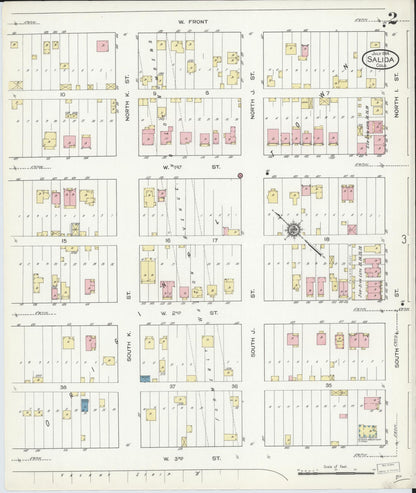 Sanborn Fire Insurance Map from Salida, Chaffee County, Colorado (1914), Sheet #0002 - Complete Map Set gallery image, historic Sanborn map, vintage wall art, Colorado Colorado