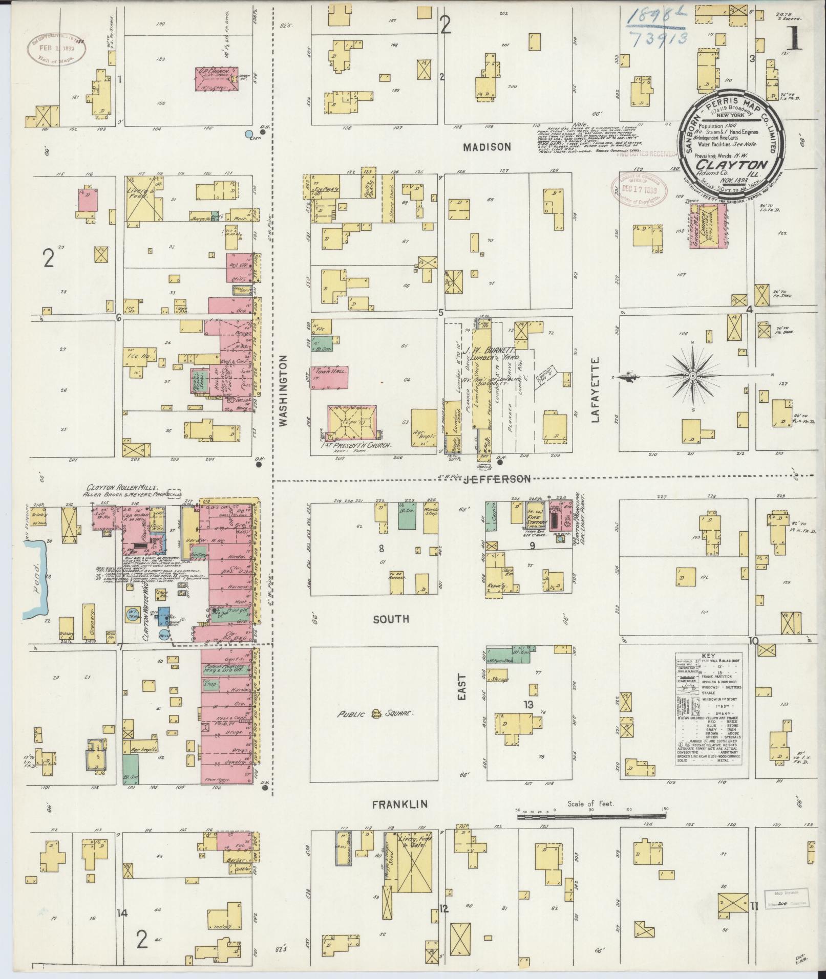 Sanborn Fire Insurance Map from Clayton, Adams County, Illinois (1898), Sheet #0001 - Complete Map Set gallery image, historic Sanborn map, vintage wall art, Illinois Illinois