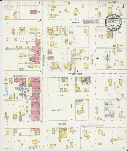 Sanborn Fire Insurance Map from Clayton, Adams County, Illinois (1898), Sheet #0001 - Complete Map Set gallery image, historic Sanborn map, vintage wall art, Illinois Illinois