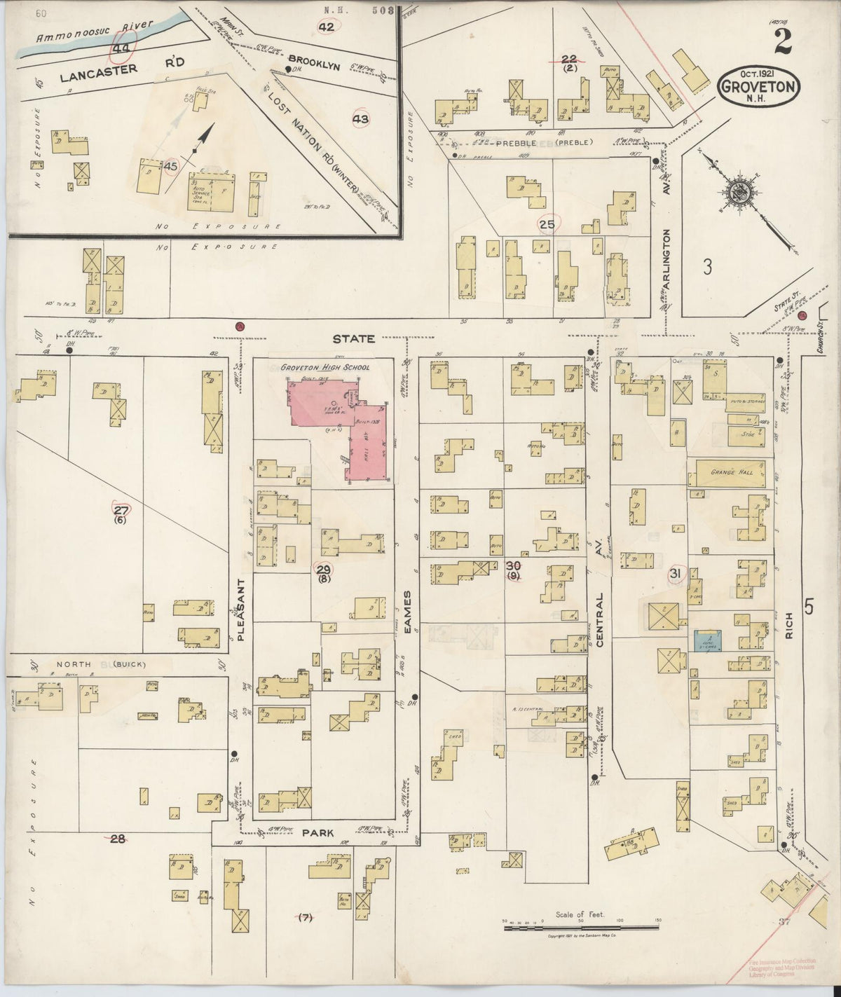 Sanborn Fire Insurance Map from Groveton, Coos County, New Hampshire (1939), Sheet #0002 - Historic Sanborn Fire Insurance Map Print, vintage old map wall art, antique decor, genealogy gift, New Hampshire New Hampshire map