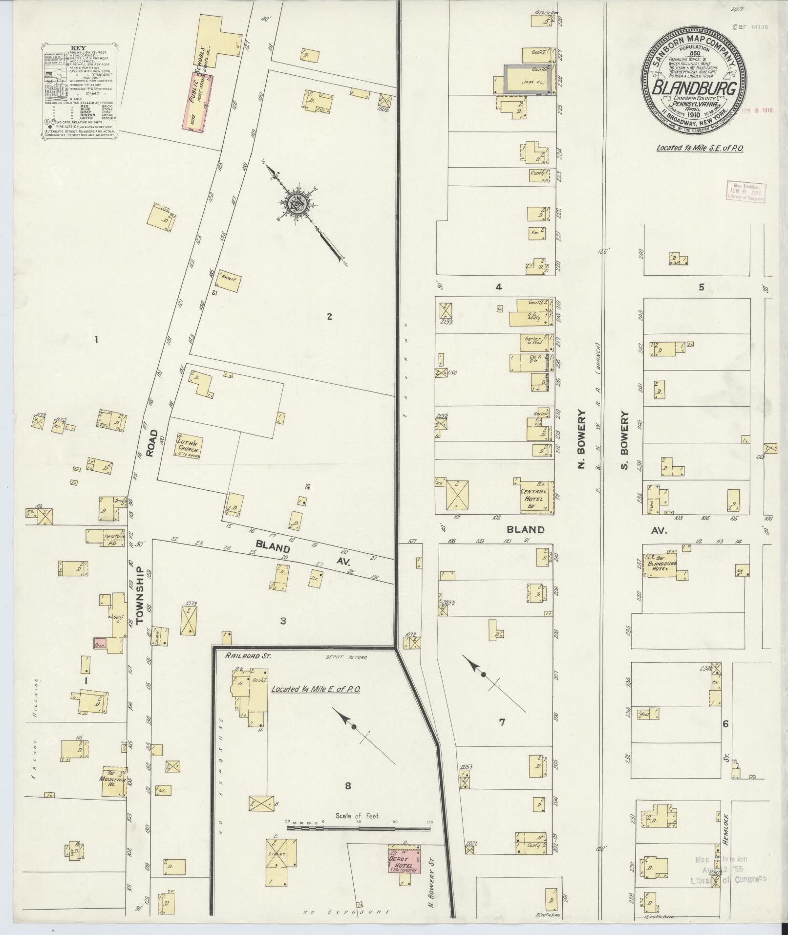 Sanborn Fire Insurance Map from Blandburg, Cambria County, Pennsylvania (1910), Sheet #0001 - Historic Sanborn Fire Insurance Map Print, vintage old map wall art, antique decor, genealogy gift, Pennsylvania Pennsylvania map