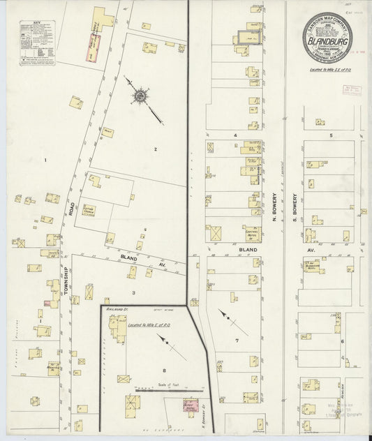 Sanborn Fire Insurance Map from Blandburg, Cambria County, Pennsylvania (1910), Sheet #0001 - Historic Sanborn Fire Insurance Map Print, vintage old map wall art, antique decor, genealogy gift, Pennsylvania Pennsylvania map