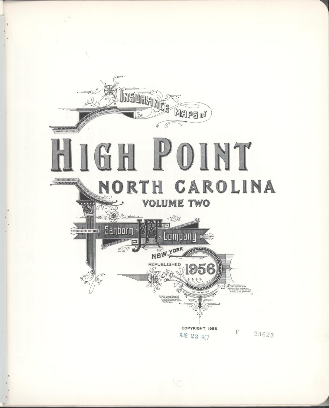 Sanborn Fire Insurance Map from High Point, Guilford County, North Carolina (1956), Sheet #0001 - Complete Map Set gallery image, historic Sanborn map, vintage wall art, North Carolina North Carolina