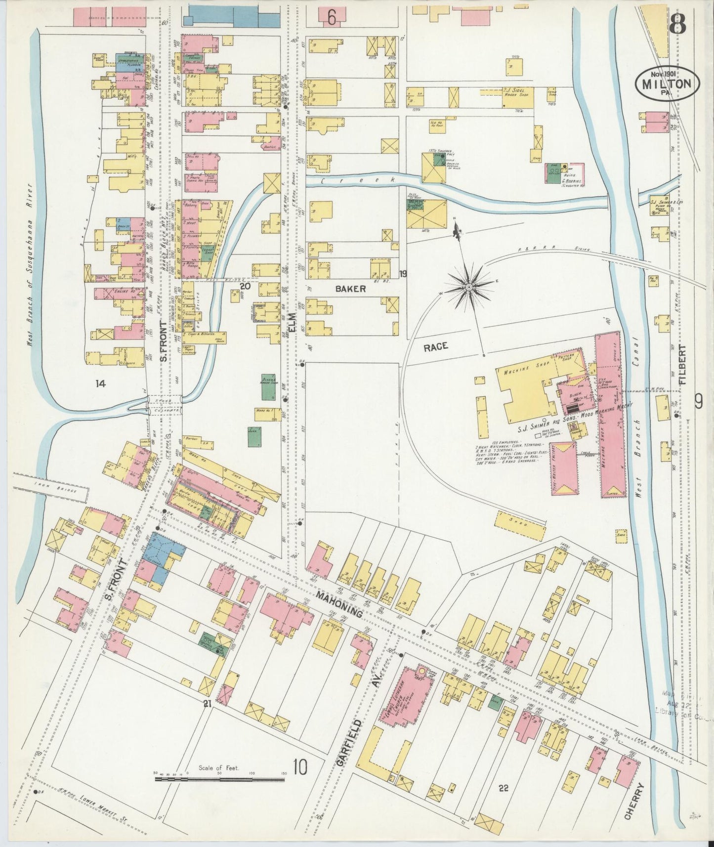 Sanborn Fire Insurance Map from Milton, Northumberland County, Pennsylvania (1901), Sheet #0008 - Complete Map Set gallery image, historic Sanborn map, vintage wall art, Pennsylvania Pennsylvania