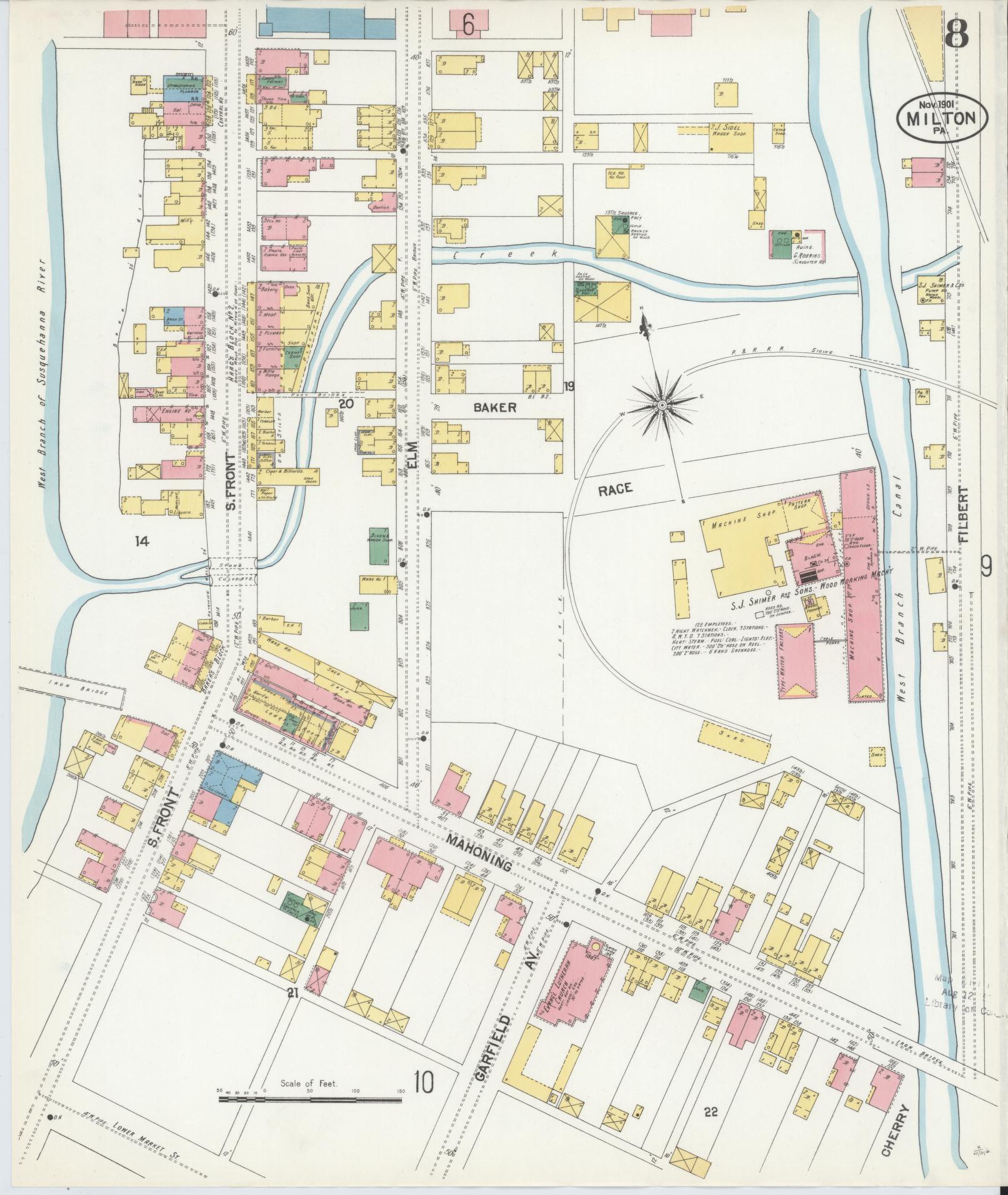 Sanborn Fire Insurance Map from Milton, Northumberland County, Pennsylvania (1901), Sheet #0008 - Complete Map Set gallery image, historic Sanborn map, vintage wall art, Pennsylvania Pennsylvania