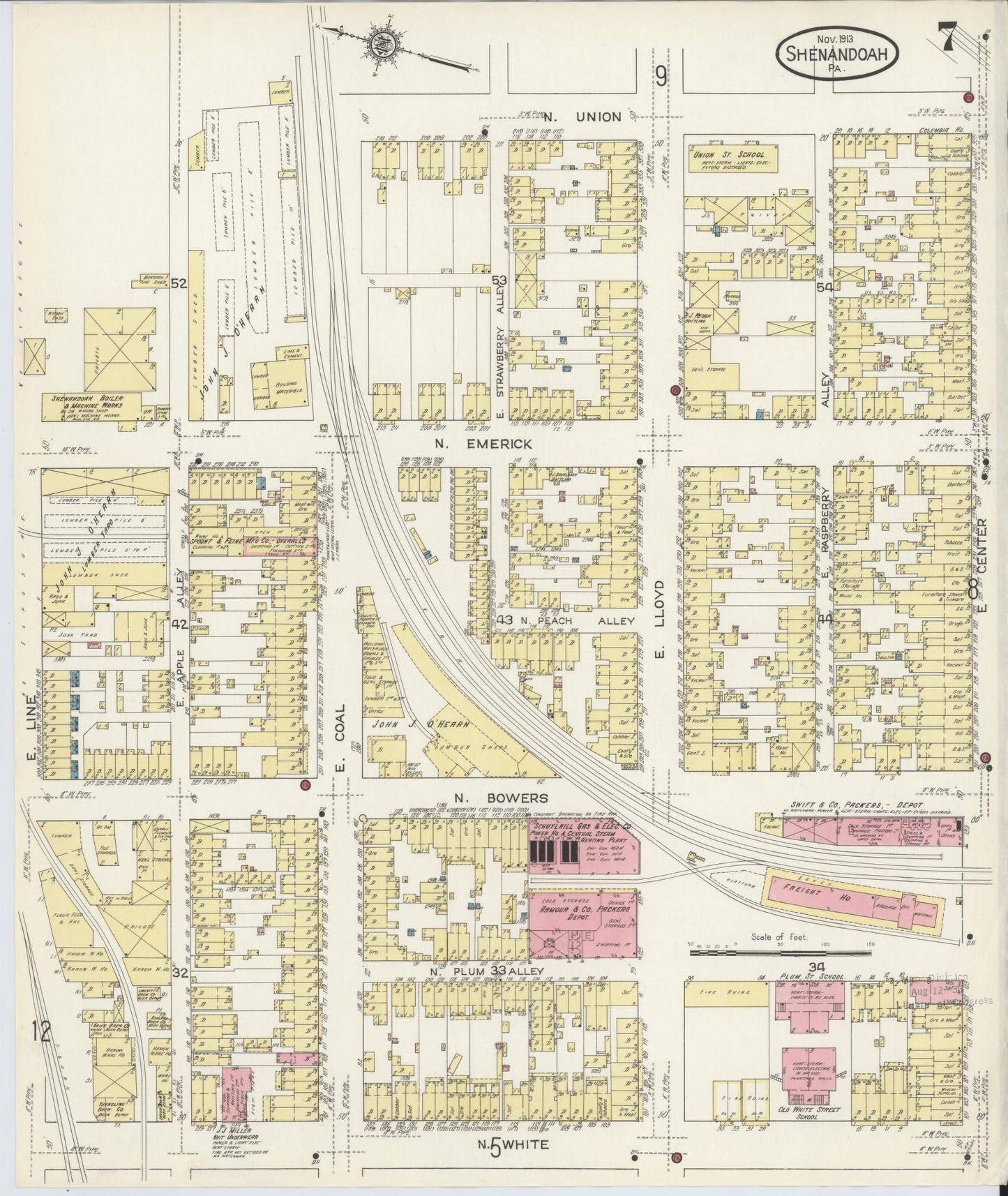 Sanborn Fire Insurance Map from Shenandoah, Schuylkill County, Pennsylvania (1913), Sheet #0007 - Complete Map Set gallery image, historic Sanborn map, vintage wall art, Pennsylvania Pennsylvania