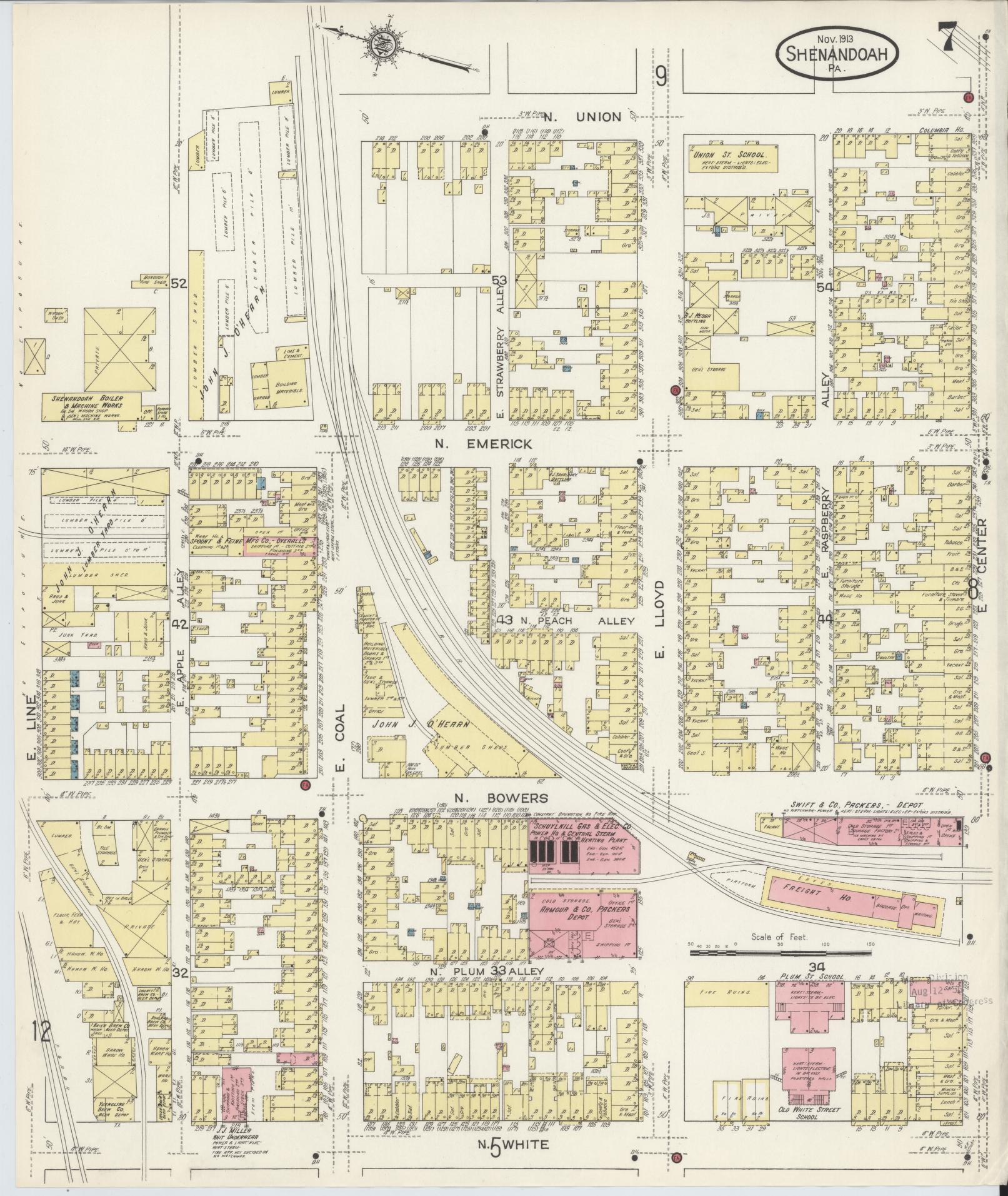 Sanborn Fire Insurance Map from Shenandoah, Schuylkill County, Pennsylvania (1913), Sheet #0007 - Complete Map Set gallery image, historic Sanborn map, vintage wall art, Pennsylvania Pennsylvania