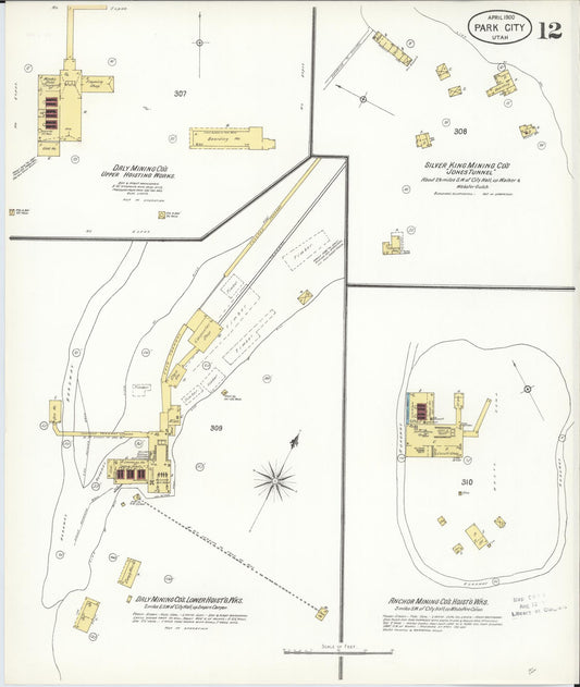 Sanborn Fire Insurance Map from Park City, Summit County, Utah (1900), Sheet #0012 - Historic Sanborn Fire Insurance Map Print, vintage old map wall art, antique decor, genealogy gift, Utah Utah map