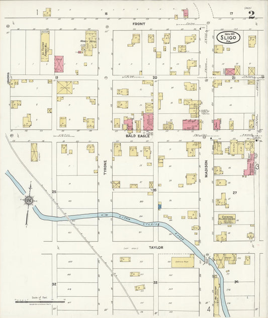 Sanborn Fire Insurance Map from Sligo, Clarion County, Pennsylvania (1921), Sheet #0002 - Historic Sanborn Fire Insurance Map Print, vintage old map wall art, antique decor, genealogy gift, Pennsylvania Pennsylvania map