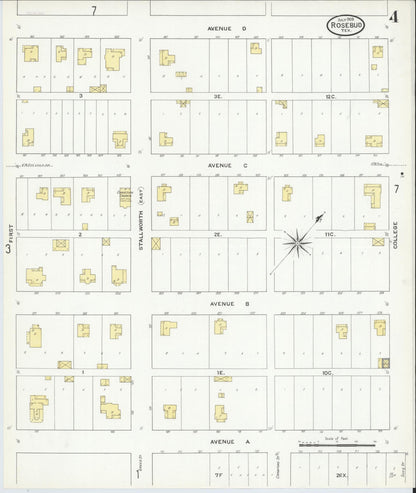 Sanborn Fire Insurance Map from Rosebud, Falls County, Texas (1909), Sheet #0004 - Historic Sanborn Fire Insurance Map Print, vintage old map wall art, antique decor, genealogy gift, Texas Texas map