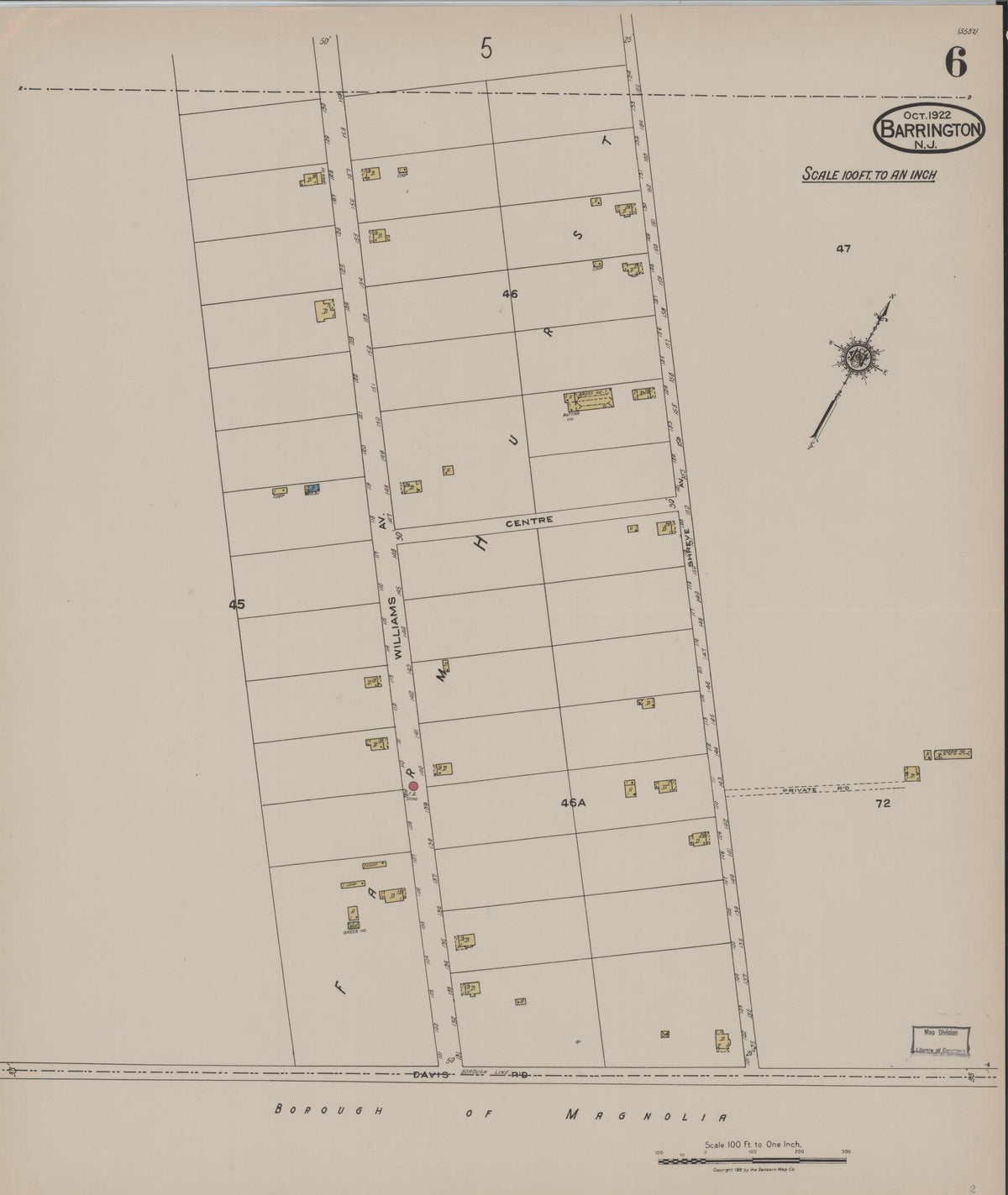 Sanborn Fire Insurance Map from Barrington, Camden County, New Jersey (1922), Sheet #0006 - Complete Map Set gallery image, historic Sanborn map, vintage wall art, New Jersey New Jersey