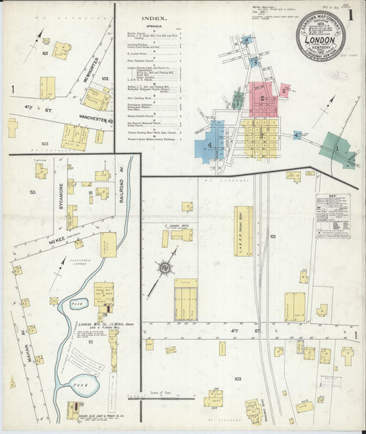Sanborn Fire Insurance Map from London, Laurel County, Kentucky. (1912) – Historic Sanborn Fire Insurance Map Print