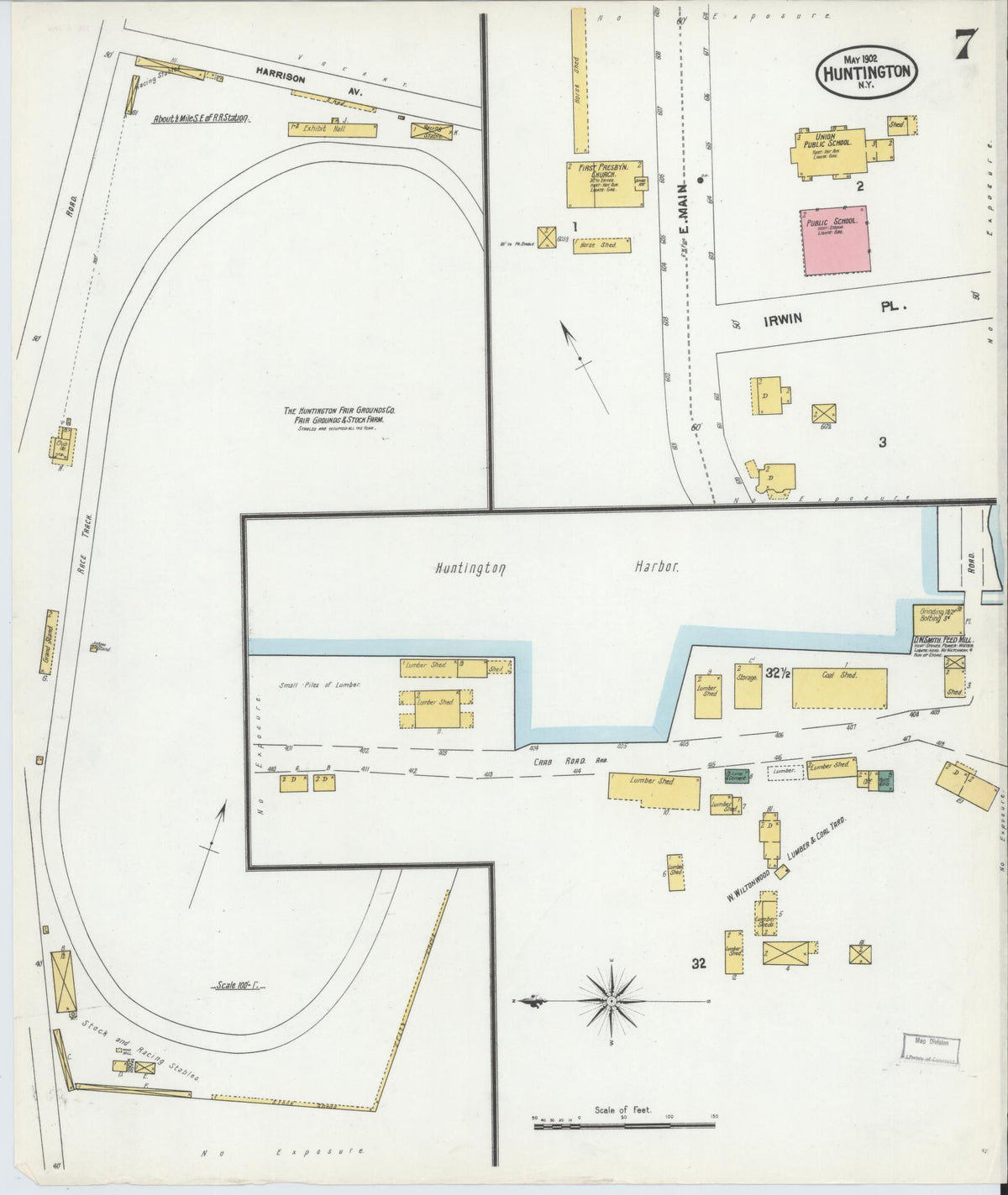 Sanborn Fire Insurance Map from Huntington, Suffolk County, New York (1902), Sheet #0007 - Complete Map Set gallery image, historic Sanborn map, vintage wall art, New York New York