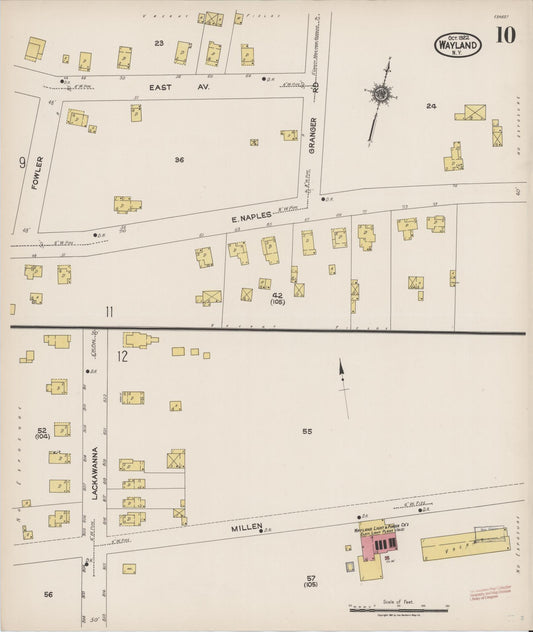 Sanborn Fire Insurance Map from Wayland, Steuben County, New York (1922), Sheet #0010 - Historic Sanborn Fire Insurance Map Print, vintage old map wall art, antique decor, genealogy gift, New York New York map