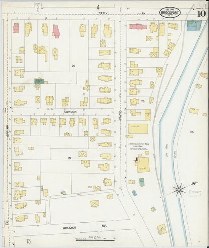 Sanborn Fire Insurance Map from Brockport, Monroe County, New York (1904), Sheet #0010 - Historic Sanborn Fire Insurance Map Print, vintage old map wall art, antique decor, genealogy gift, New York New York map