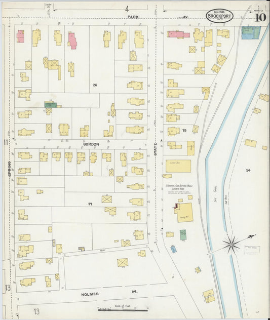 Sanborn Fire Insurance Map from Brockport, Monroe County, New York (1904), Sheet #0010 - Historic Sanborn Fire Insurance Map Print, vintage old map wall art, antique decor, genealogy gift, New York New York map