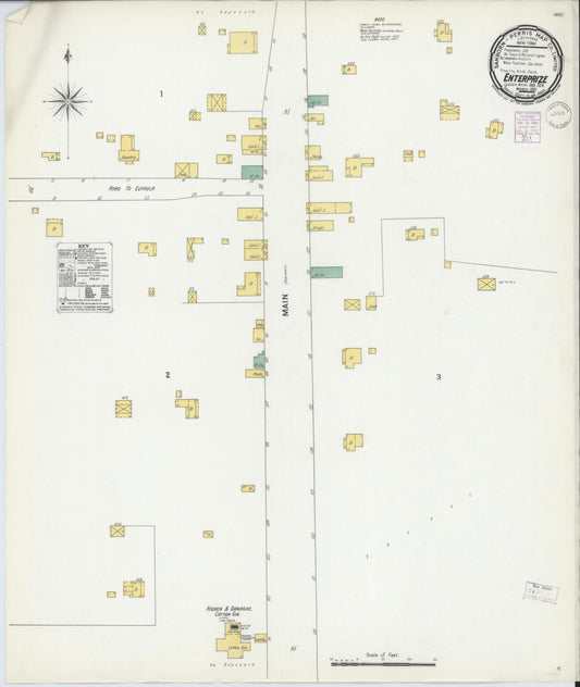 Sanborn Fire Insurance Map from Enterprise, Haskell County, Oklahoma (1901), Sheet #0001 - Historic Sanborn Fire Insurance Map Print, vintage old map wall art, antique decor, genealogy gift, Oklahoma Oklahoma map