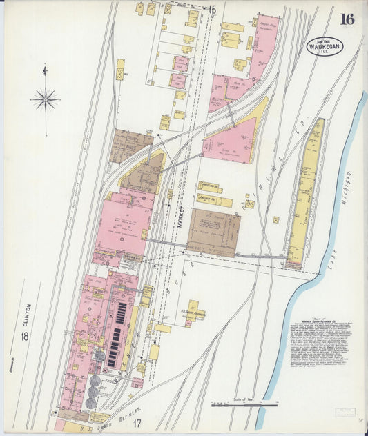 Sanborn Fire Insurance Map from Waukegan, Lake County, Illinois (1906), Sheet #0016 - Historic Sanborn Fire Insurance Map Print, vintage old map wall art, antique decor, genealogy gift, Illinois Illinois map