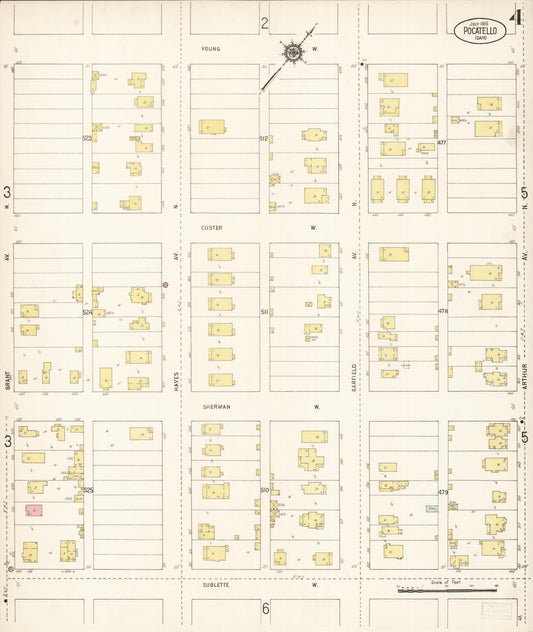 Sanborn Fire Insurance Map from Pocatello, Bannock County, Idaho (1915), Sheet #0004 - Historic Sanborn Fire Insurance Map Print, vintage old map wall art, antique decor, genealogy gift, Idaho Idaho map