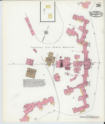 Sanborn Fire Insurance Map from Traverse City, Grand Traverse County, Michigan (1920), Sheet #0036 - Complete Map Set gallery image, historic Sanborn map, vintage wall art, Michigan Michigan