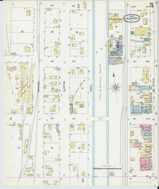 Sanborn Fire Insurance Map from Lockport, Will County, Illinois (1897), Sheet #0003 - Historic Sanborn Fire Insurance Map Print, vintage old map wall art, antique decor, genealogy gift, Illinois Illinois map