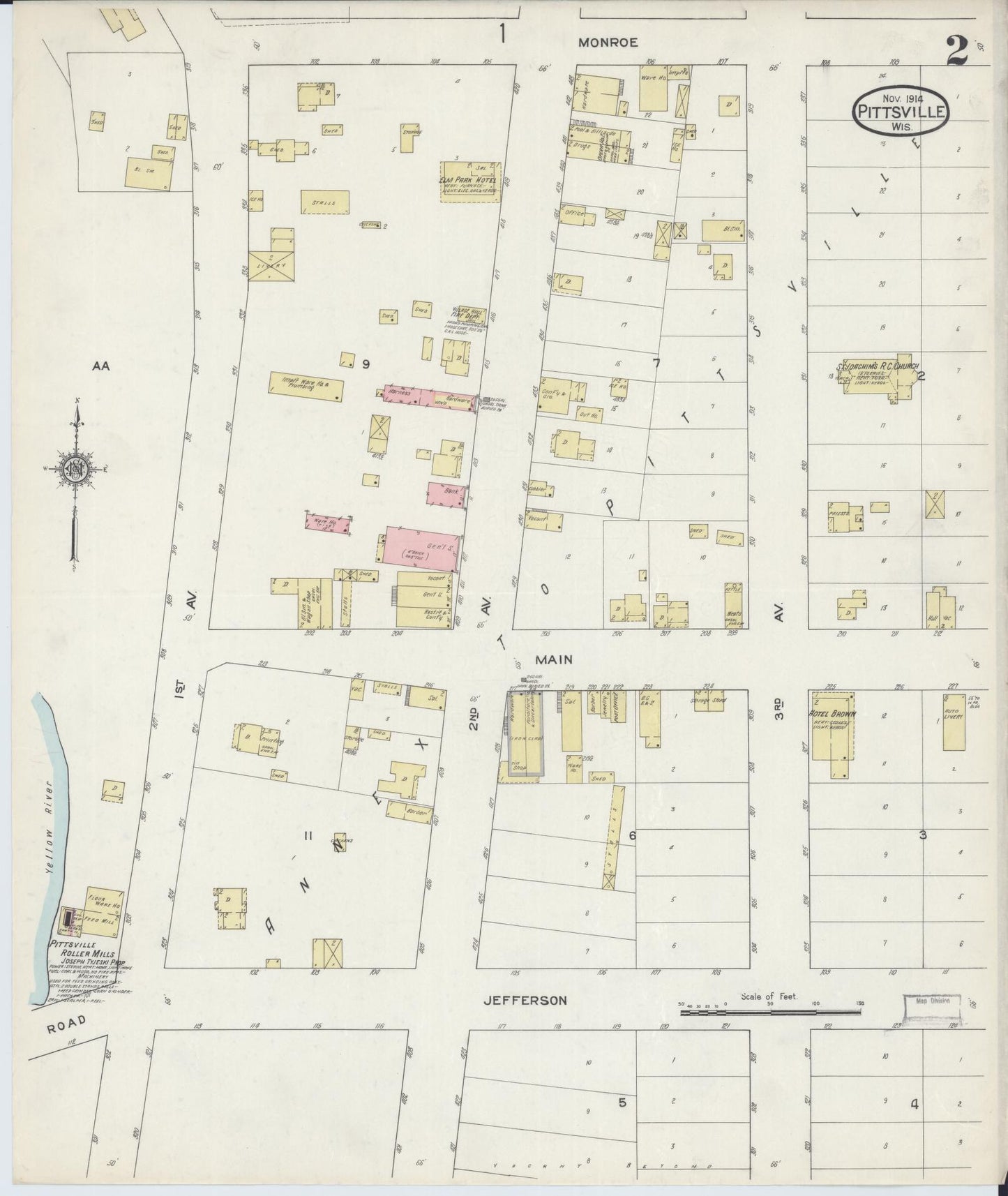 Sanborn Fire Insurance Map from Pittsville, Wood County, Wisconsin (1914), Sheet #0002 - Complete Map Set gallery image, historic Sanborn map, vintage wall art, Wisconsin Wisconsin